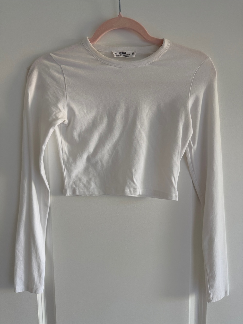 Cotton On White Long Sleeve Cropped Tee